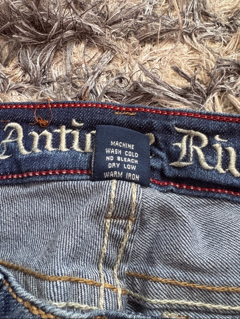Antique Rivet Low-Rise Cotton Blue Flare Jeans with Subtle Distress - Picture 8 of 12